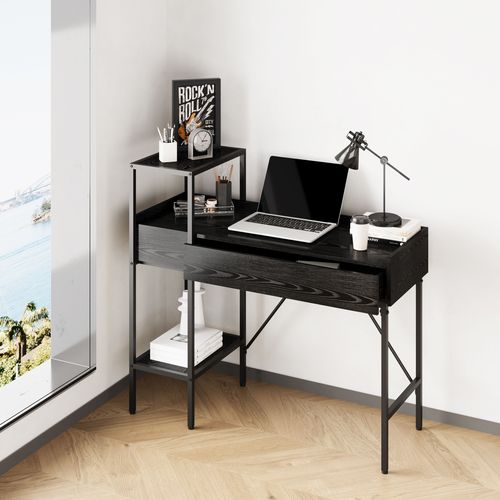 Bureau avec étagères ADAM Noir