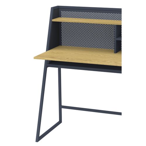 Bureau droit avec étagères OGEDON imitation chêne et noir