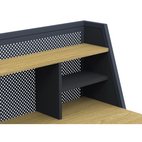 Bureau droit avec étagères OGEDON imitation chêne et noir