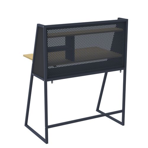 Bureau droit avec étagères OGEDON imitation chêne et noir