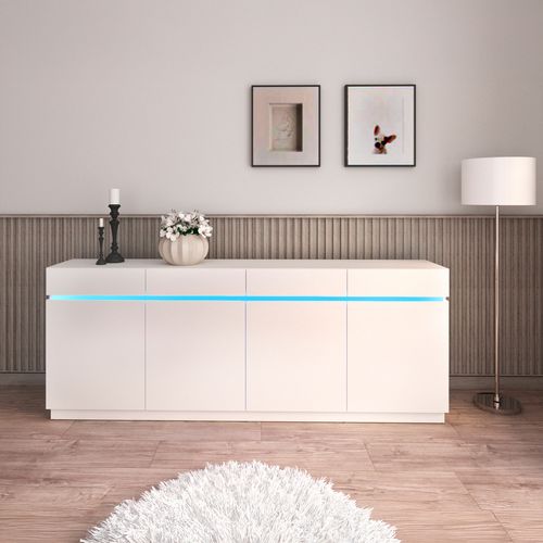 Buffet LED 4 portes L.220 LUDIVINE blanc brillant