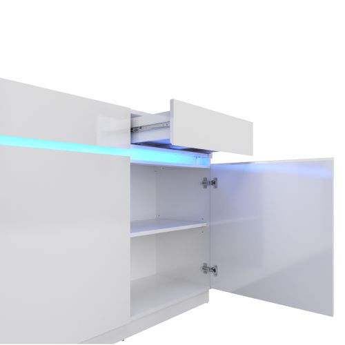 Buffet LED 4 portes L.220 LUDIVINE blanc brillant