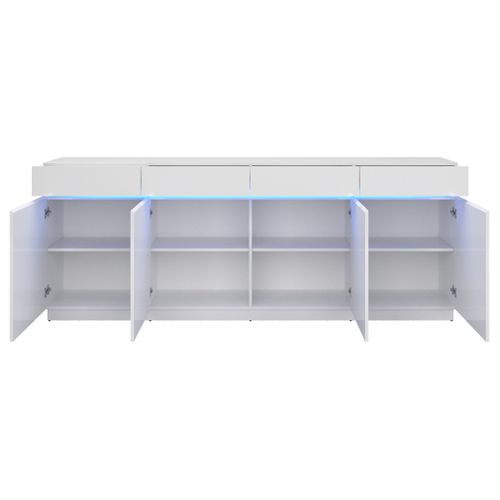 Buffet LED 4 portes L.220 LUDIVINE blanc brillant
