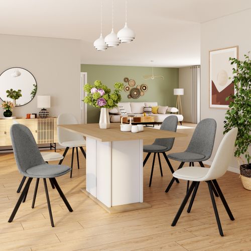 Lot de 4 chaises pivotantes ROSE tissu gris