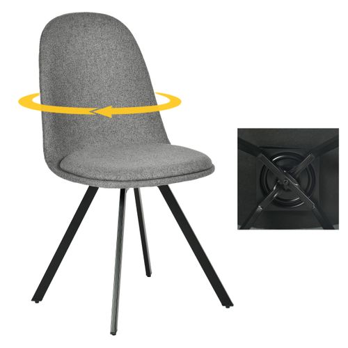 Lot de 4 chaises pivotantes ROSE tissu gris