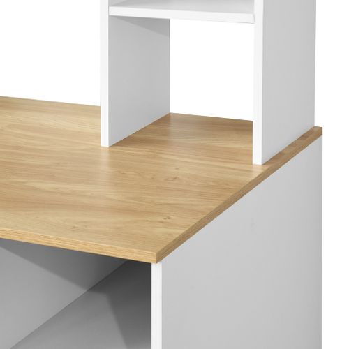 Bureau avec rangements RACHEL imitation chêne et blanc