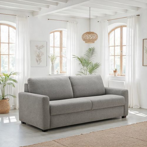 Canapé convertible 3 places EMY tissu gris