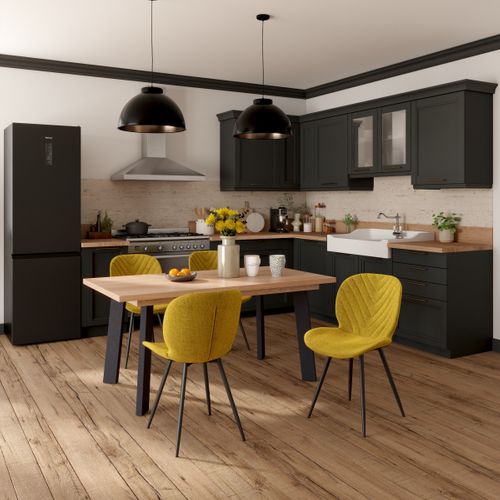 Table L. 160/210 MADELEINE Imitation chêne / noir