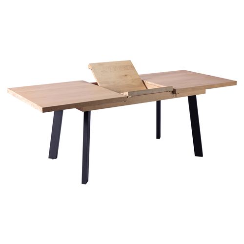 Table L. 160/210 MADELEINE Imitation chêne / noir