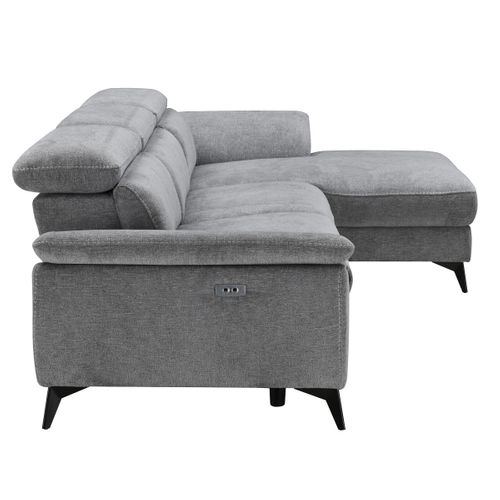 Canapé angle relax méridienn d NEWPORT III tissu gris foncé