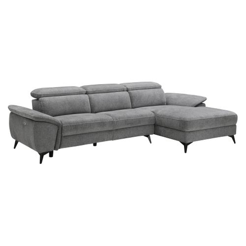 Canapé angle relax méridienn d NEWPORT III tissu gris foncé