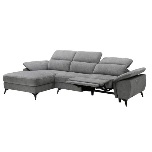 Canapé angle relax méridienn g NEWPORT III tissu gris clair