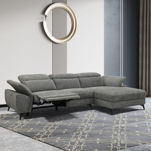 Canapé angle relax méridienn d NEWPORT III tissu gris foncé