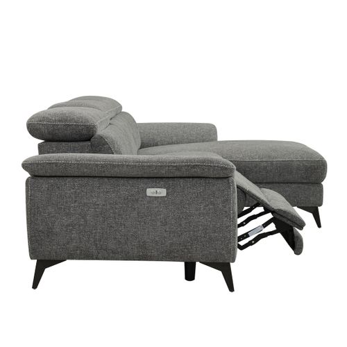 Canapé angle relax méridienn d NEWPORT III tissu gris foncé