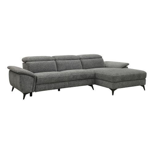 Canapé angle relax méridienn d NEWPORT III tissu gris foncé