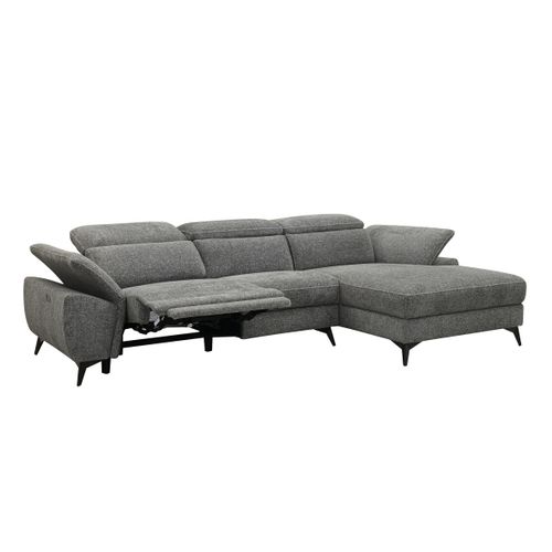 Canapé angle relax méridienn d NEWPORT III tissu gris foncé