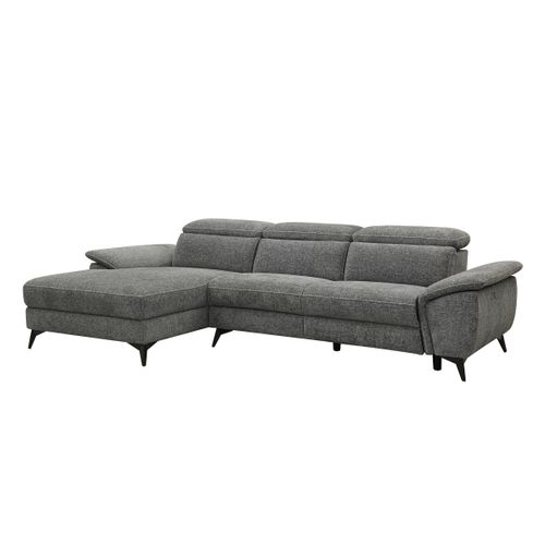 Canapé angle relax méridienn g NEWPORT III tissu gris foncé