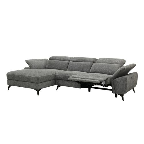 Canapé angle relax méridienn g NEWPORT III tissu gris foncé