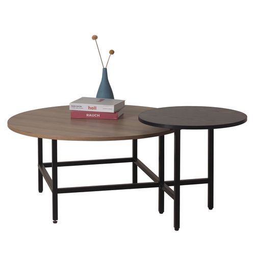 Table basse EDDY imitation noir et chêne