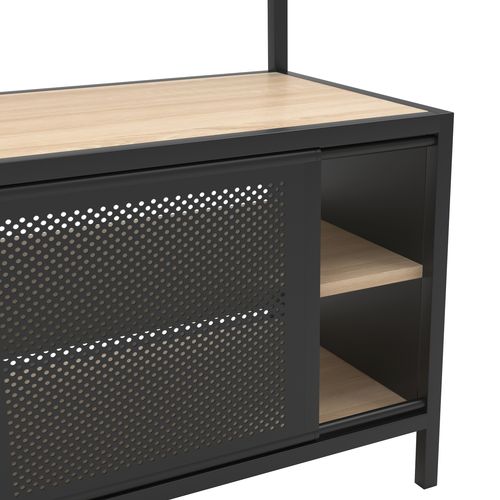 Vestiaire L.80 cm OSKAR Imitation chêne et métal noir