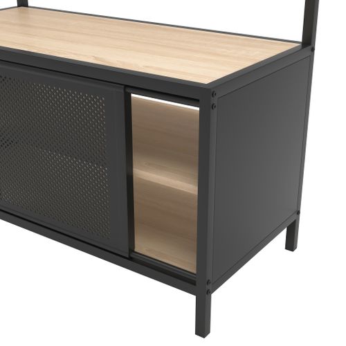 Vestiaire L.80 cm OSKAR Imitation chêne et métal noir