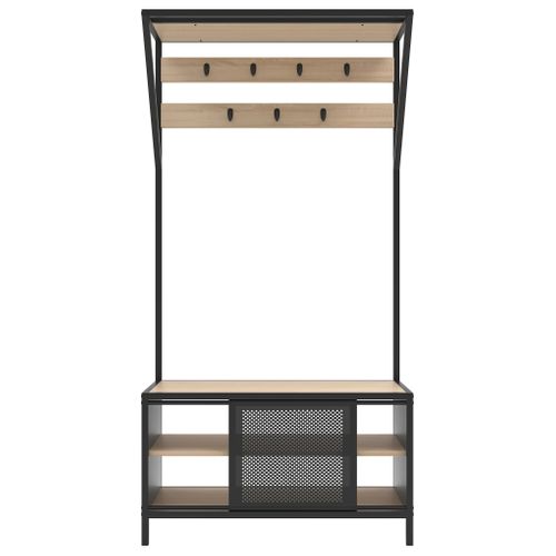 Vestiaire L.80 cm OSKAR Imitation chêne et métal noir - Kit dressing BUT