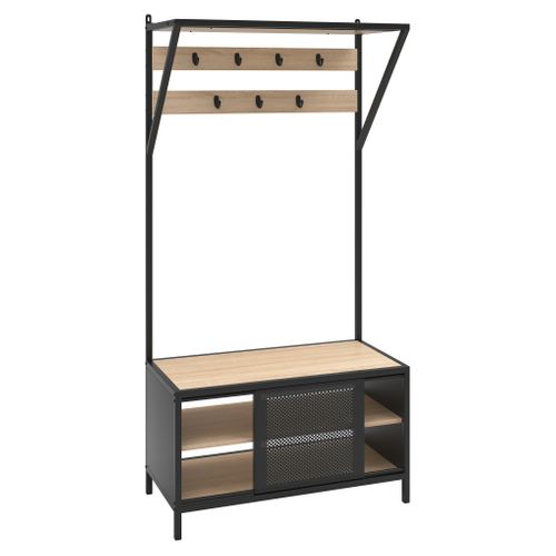 Vestiaire L.80 cm OSKAR Imitation chêne et métal noir