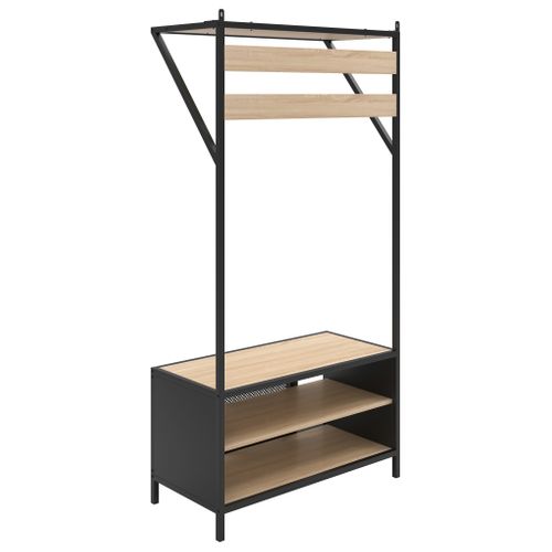 Vestiaire L.80 cm OSKAR Imitation chêne et métal noir