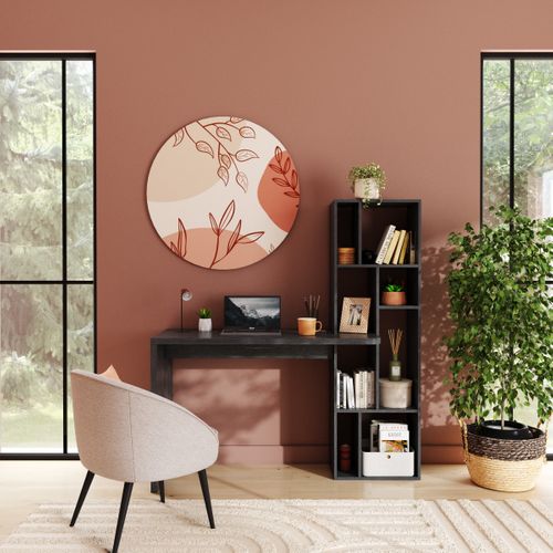 Bureau avec bibliothèque LOAN noir