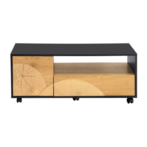 Table basse L.110cm CHARLINE imitation chêne et noir