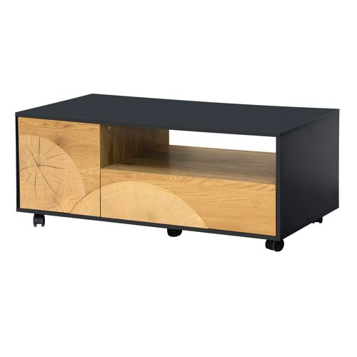 Table basse L.110cm CHARLINE imitation chêne et noir