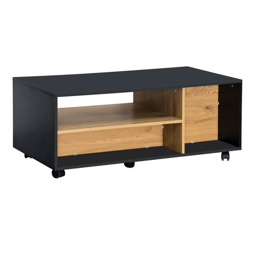 Table basse L.110cm CHARLINE imitation chêne et noir