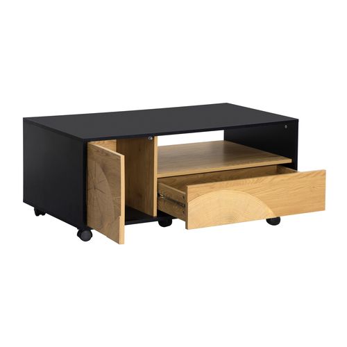 Table basse L.110cm CHARLINE imitation chêne et noir