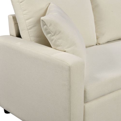 Canapé d'angle convertible méridienne réversible TYRA tissu beige