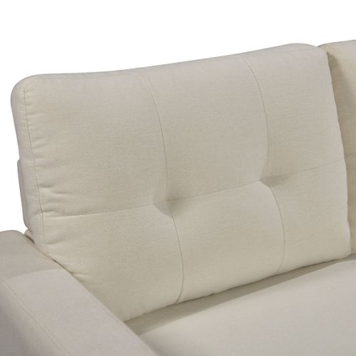 Canapé d'angle convertible méridienne réversible SYRA tissu beige