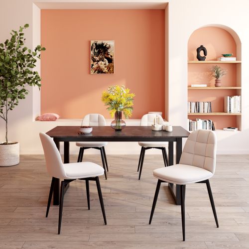 Lot de 4 chaises pivotantes LAURIE tissu blanc