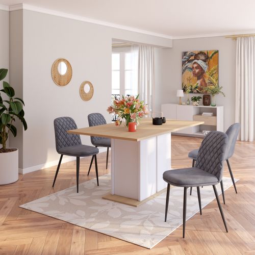 Lot de 4 chaises OCEANE velours gris