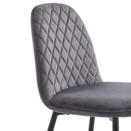 Lot de 4 chaises OCEANE velours gris