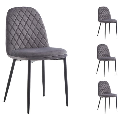 Lot de 4 chaises OCEANE velours gris