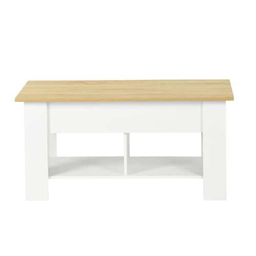 Table basse avec plateau relevable LIDIA Blanc et chêne