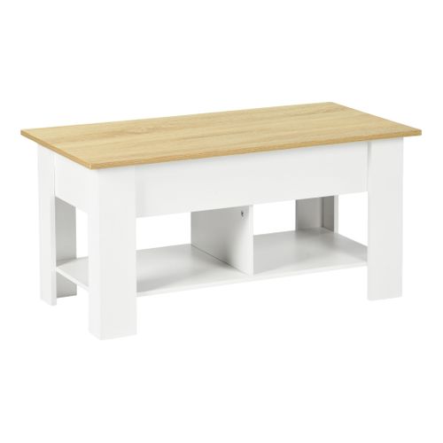 Table basse avec plateau relevable LIDIA Blanc et chêne