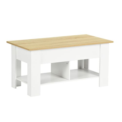 Table basse avec plateau relevable LIDIA Blanc et chêne