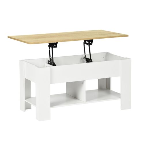 Table basse avec plateau relevable LIDIA Blanc et chêne