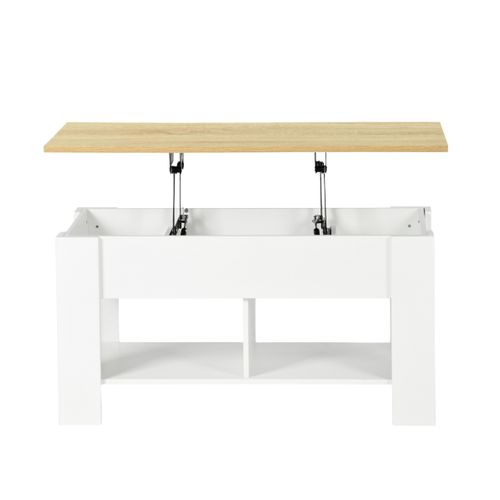 Table basse avec plateau relevable LIDIA Blanc et chêne