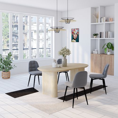 Table de séjour RAELA 180cm effet travertin