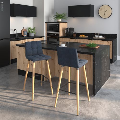 Lot de 2 tabourets de bar H. 63 cm MEVIK bleu