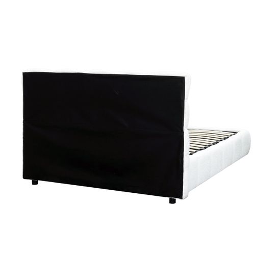 Lit coffre 140x190 cm NUAGE tissu effet boucle capitonné