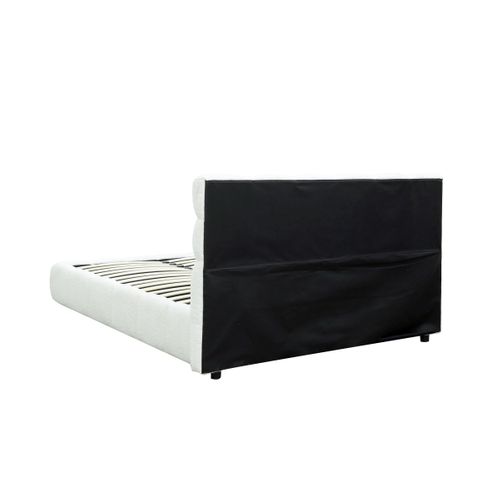 Lit coffre 160x200 cm NUAGE tissu effet boucle capitonné