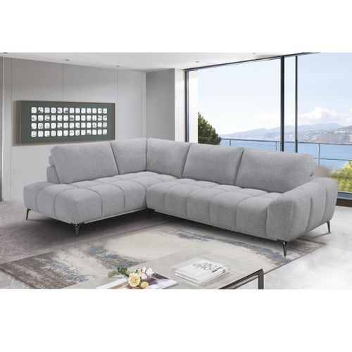 Canapé d'angle gauche LOTTIE tissu gris
