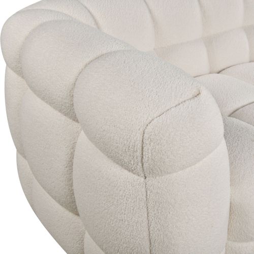 Canapé d'angle droit BULLE tissu bouclette crème